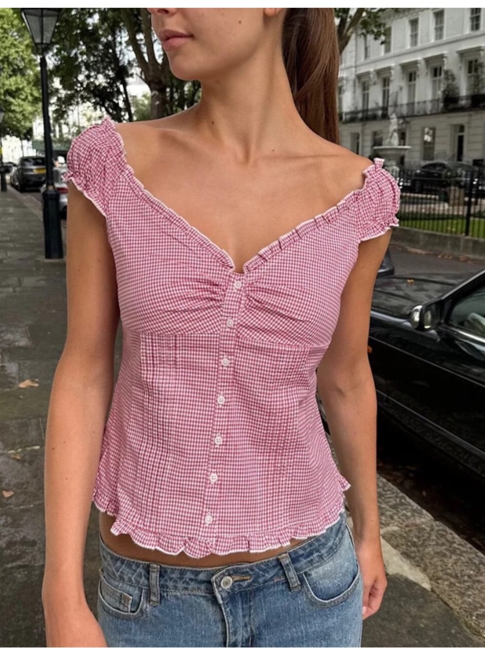 Brandy Melville Gingham Elena Top